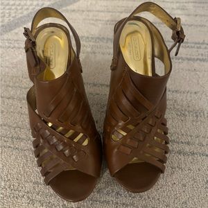 Coach sandals heels brown size 9
